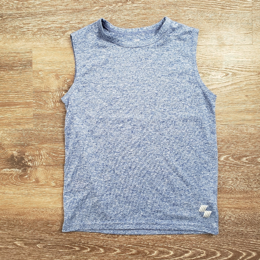 4/$20 Boys Athletic Sleeveless Tank Top Blue Heathered Fast Dry, Size Small 5/6